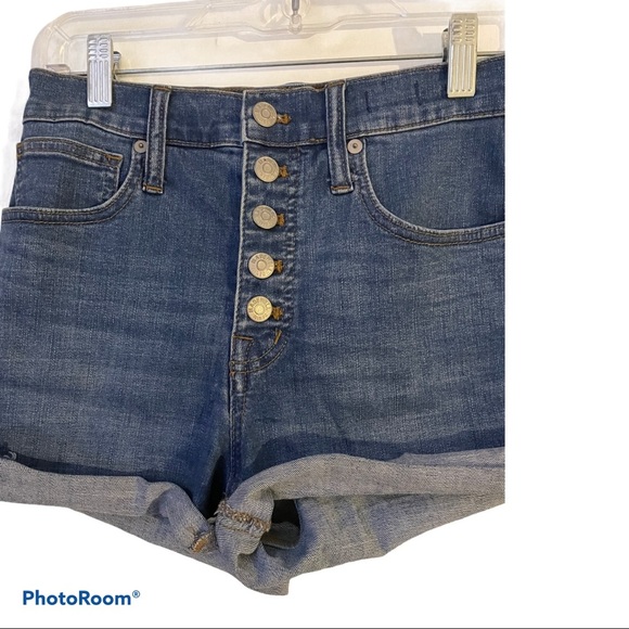 Madewell high rise button fly cuffed jean shorts Size 24 - Picture 3 of 7